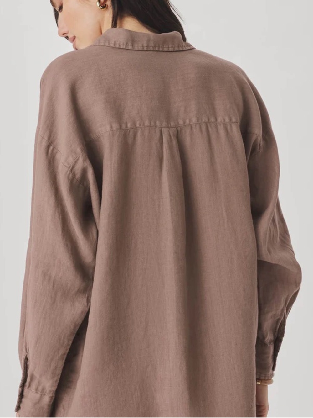 Splendid Stella Linen Button Down Shirt - Tan - Picture 2 of 4